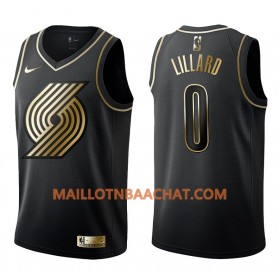 Maillot NBA Portland Trail Blazers Damian Lillard 0 Nike Noir Golden Edition Swingman - Homme